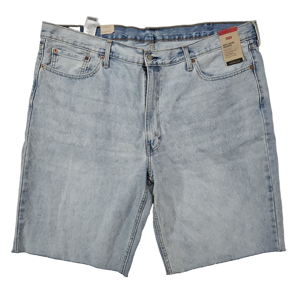 Levi's 469 Loose Shorts Men's Size 46 Light Wash Cut Off Hem Baggy Jorts